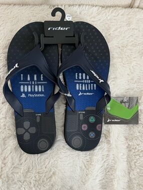 Rider PlayStation Navy Blue Graphic Flip-Flops for Men